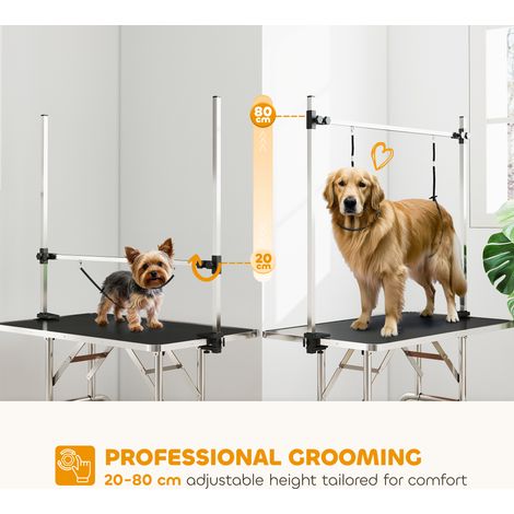 Table de toilettage réglable pour chien et chat jusqu'à 100 kg, pliable, avec panier de rangement inférieur, couleur noire (1/4)
