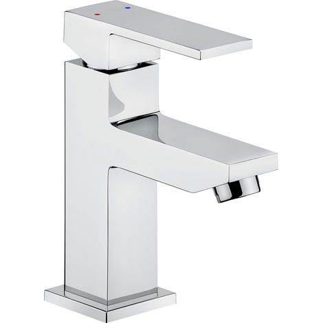 Mitigeur monocommande pour lavabo - Corps en laiton chromé - Fixation sans effort - Avec tirette de vidage - Robinet haute pression pour salle de bain - Robinet de lavabo SIN1 (1/4)