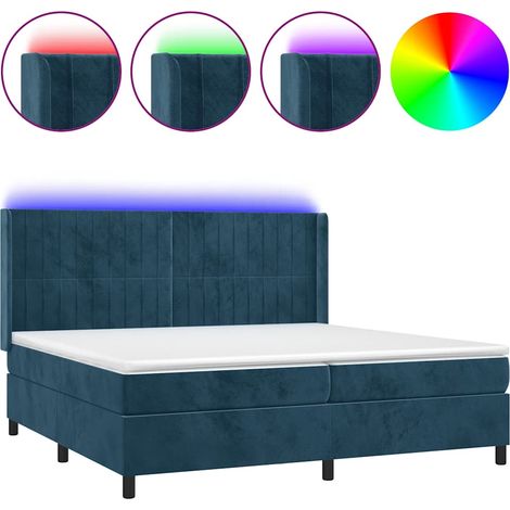 Maison Exclusive - Letto a Molle con Materasso e LED Blu Scuro 200x200 cm (1/5)