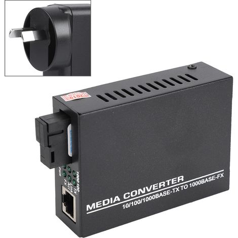 Convertisseur Fibre Optique Média 1000Mbps Ethernet Monomode SC 100-240V AC (1/5)