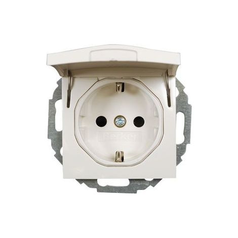 Berker prise SCHUKO avec couvercle à clapet S.1 blanc polaire brillant