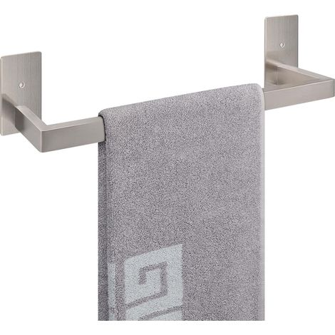 Selbstklebender, wandmontierter Handtuchhalter, quadratisches Badezimmerregal aus Edelstahl, hängender Handtuchhalter, moderner Stil, Wandmontage (40,6 cm, gebürstetes Nickel) (1/5)
