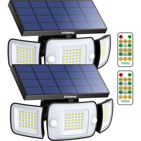 Lampe Solaire Exterieur avec Detecteur de Mouvement 6000mAh 1200LM Eclairage Solaire,4 Modes & Télécommande,IP65 Etanche Projecteur Solaire Exterieur pour Jardin, Garage, Patio (1/5)