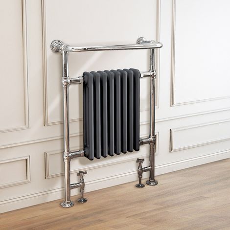 Traditional Heated Towel Rail Bathroom 952x659mm Chrome&Grey