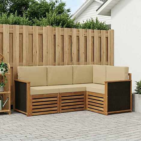 vidaXL Conjunto de sofás de exterior 4 uds. Poliéster (1/5)