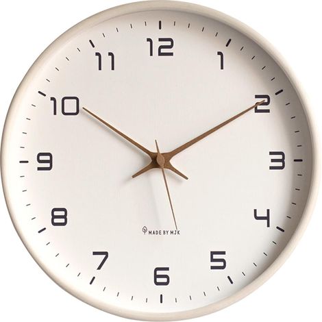 Horloge murale moderne et silencieuse, ronde, en bois, à piles, 35,5 cm (14 pouces). Convient pour la chambre, le salon, l'entrée, la cuisine et le bureau. (1/5)