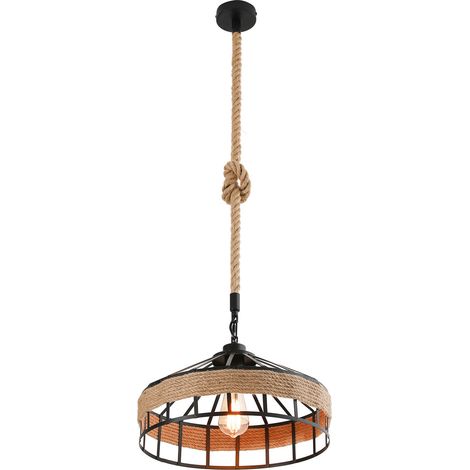 Lustre en corde de chanvre 40 W Vintage élégant Suspension Loft Htel Décor LED E27 (1/5)