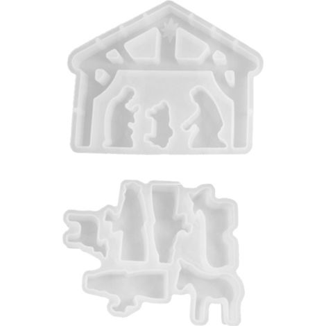 Moule En Silicone - Scene De La Nativité - Pour Bougies Résine Plâtre - 2 Pièces (1/5)