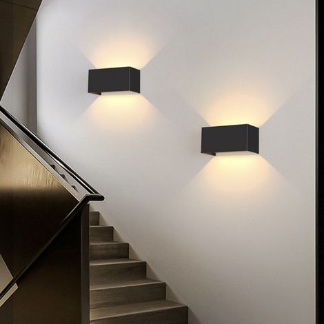 Applique murale extérieure, étanche, design minimaliste moderne, LED ultra-lumineuse, à intensité variable, double tête, convient aux salons, escaliers, couloirs, balcons. (1/4)