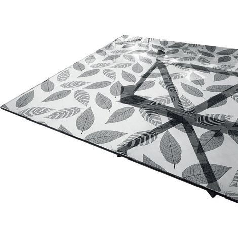 Tovaglia Trasparente Decorata Glitterata Pellicola Pvc Tavolo Antimacchia Spessa Foglie (B) - 100x60 Cm