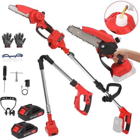 Tronçonneuse électrique télescopique, élagueuse sur perche sans fil, scie à branches à grande portée, télescopique 153 cm, avec 2 batteries Makita (1/5)