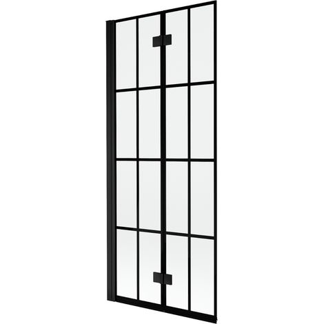 Mexen Mist paroi de baignoire à 2 volets gauche 80 x 150 cm, carreaux noirs, noir - 8A9-080-002-70-77-L (1/5)