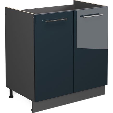Spülenunterschrank  Fame-Line, Dunkelblau Hochglanz, 80 cm ohne Arbeitsplatte, Vicco