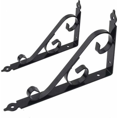 Support étagère Mural En Métal Support équerre Triangulaire 90 Degrés Multifonctionnel D'étagère De Support Avec Vis Pour Jardinage, Salle De Bains, Cuisine 250mm X 164mm 1 Paire (Noir) (1/5)