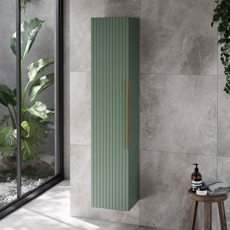 Helix Fluted Satin Green 300mm x 1430mm Wall Mounted 1 Door Tall Unit