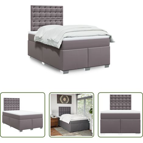 Matratze - Boxspringbett mit Matratze Grau 120x200 cm Kunstleder (1/5)