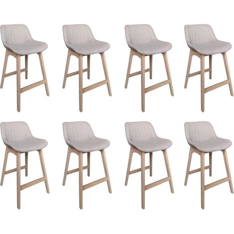 Lot de chaises MELLOW d'îlot et bar en chêne et assise tissu 65cm