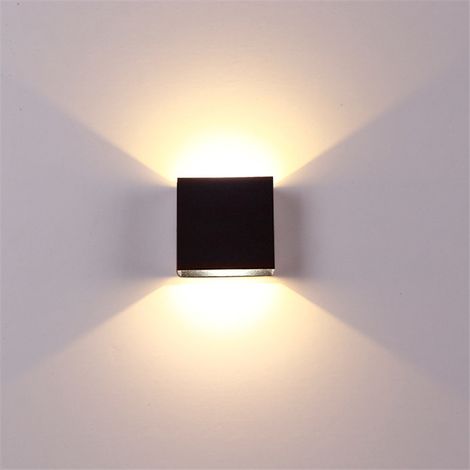 Aplique de pared LED moderno, luz cálida, cuadrado negro, adecuado para dormitorio, sala de estar, jardín con columnata, 7 W
