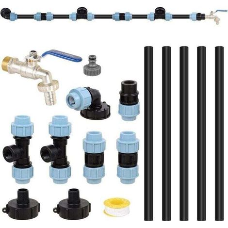 Kit de raccordement IBC S60 x 6 IBC pour 3 réservoirs IBC côte à côte / réservoir de pluie avec robinet de jardin 3/4" (1/4)