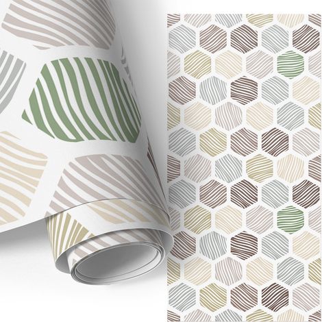 Klebefolie für Möbel - Möbelfolie - Selbstklebende - für Küche - Küchenfronten - Küchenschränke - Sechseck-Mosaik 50x100 cm