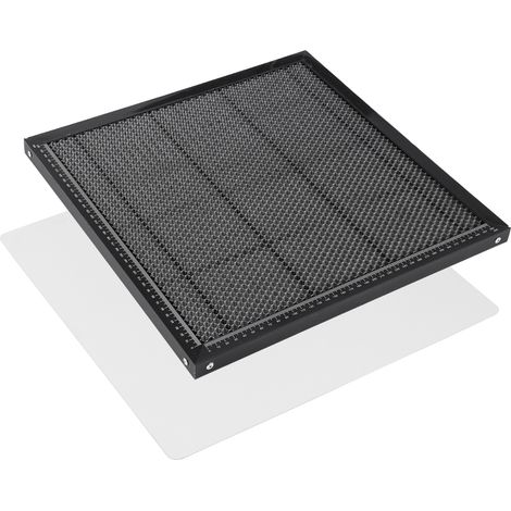 Table de travail nid d'abeille pour graveuse laser, plateau en aluminium tout métal 400 x 400 mm avec repères, pour machine CO2/diode/fibre, compatible NEJE, XTOOL, ORTUR, SCULPFUN, coupe propre et di (1/4)