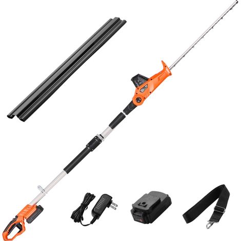 Taille-haie électrique sans fil 20V, lame 50 cm, vitesse 1200 tr/min, perche extensible 1,9-2,4 m, 5 angles réglables, idéal pour branches hautes au jardin. (1/5)