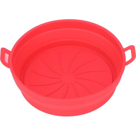 Revêtement en silicone pliable pour friteuse, de qualité alimentaire et résistant aux hautes températures. Marmite ronde en silicone rouge de 21 cm de diamètre.