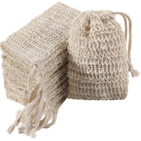 30 confezioni di sacchetti per sapone esfoliante - sacchetti per sapone per le mani - sacchetti per sapone in garza di ramia naturale - con coulisse - confezione da 30 (1/5)