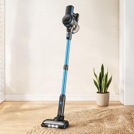 Aspirateur balai sans fil bleu avec brosse LED et affichage (1/5)