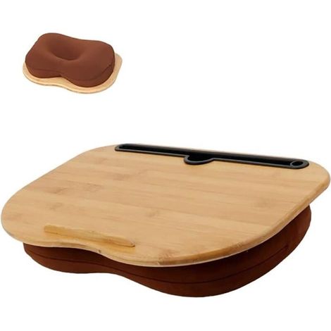 Plateau pour ordinateur portable en bambou rembourré avec repose-poignet intégré pour ordinateurs portables jusqu'à 15" (1/5)