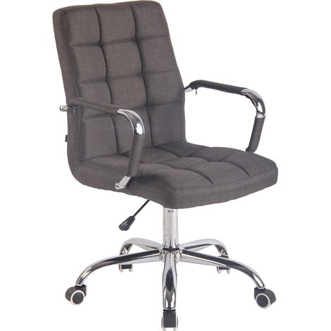 Sillón de oficina con ruedas reposabrazos giratorios regulables en altura de tela gris oscuro 100002470 (1/5)
