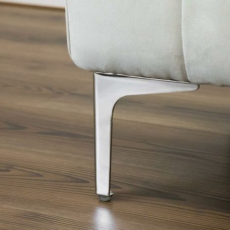 Juego de 4 patas + 16 tornillos, 13 cm de altura, patas para sofás, muebles, armarios, sillones, patas de metal para muebles, diseño moderno y elegante - Cromo pulido (1/3)