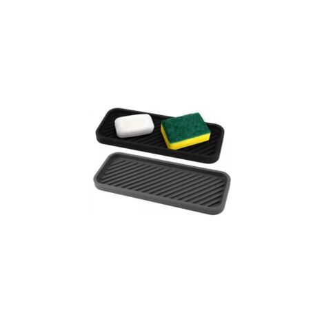 Questo organizer per lavabo in silicone in due parti misura 22,5 cm x 8,7 cm e può essere utilizzato come ripiano in schiuma o organizer per il bagno. - Crezuo