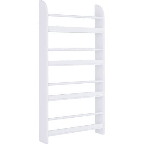 Bücherregal, 4-stöckiges Wandregal, 15 cm tief, Aufbewahrungsregal für Schlafzimmer, Kinderzimmer, Büro, Zuhause, Zubehör, Weiß