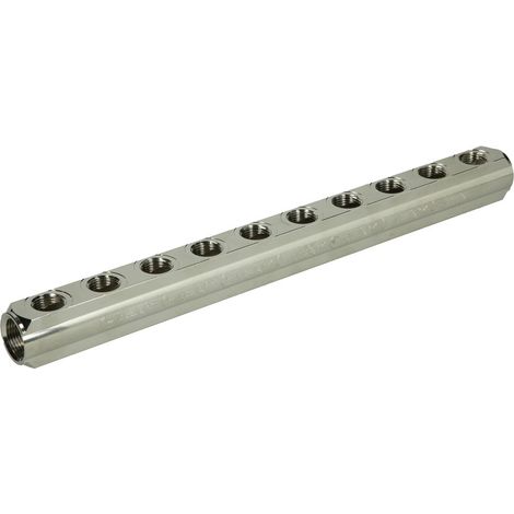 Nourrice laiton 10 entrées avec raccord en 3/4''