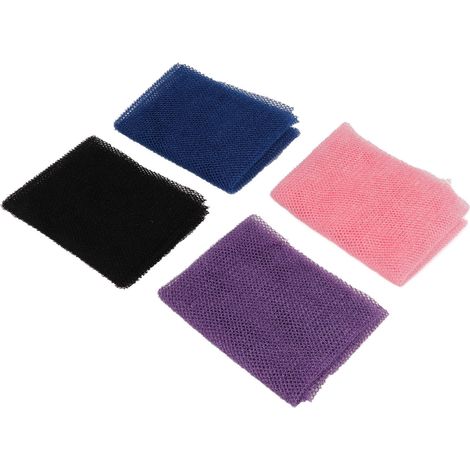 4 Pièces Gant de Gommage Nylon pour Douche, Éponge Exfoliante Longue Durée - Bleu, Noir, Rose, Violet (1/5)