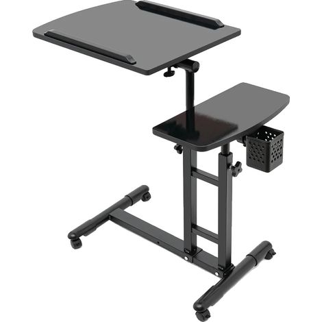 Bureau debout mobile, réglable en hauteur, design compact, Noir (1/2)