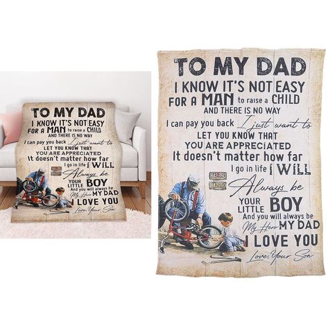 Couverture cadeau personnalisée pour la fête des pères, enveloppe avec lettres, jeté de canapé pour papa, 150 x 220 cm / 59,1 x 86,6 pouces (1/5)
