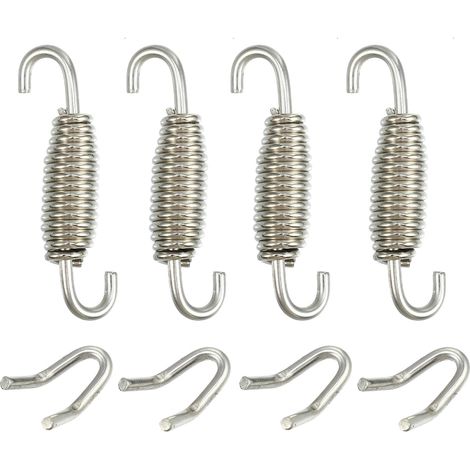 4 Set 55mm 2.17" Échappement Tuyau Ressort avec U Forme Crochet Argenté (1/5)