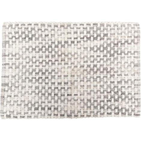Tapis de Bain Tressé en Coton "Dégradé" 50x75cm Gris (1/3)