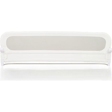 Barrière de lit enfant blanche pliable avec housse Oxford amovible, hauteur réglable et base en U pour chambre et voyage (1/2)
