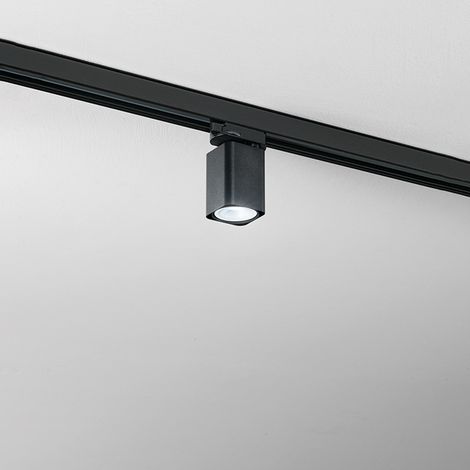 Faretto quadrato Binario in alluminio colore nero per sistema binario attacco GU10 5,5cm orientabile (1/2)