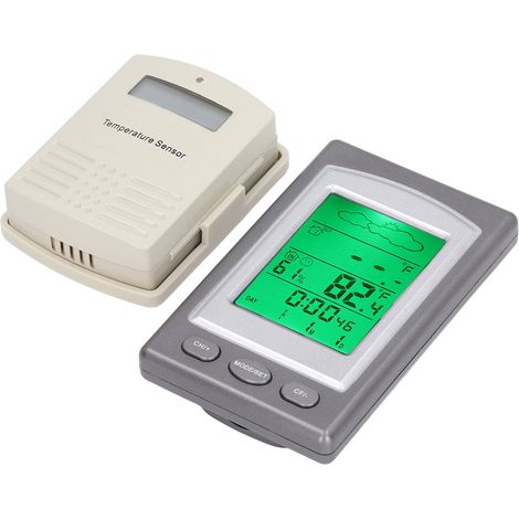 Kabelloses Thermometer-Hygrometer mit digitalem LCD-Display, batteriebetrieben, Temperatur- und Feuchtigkeitssensor. (1/5)