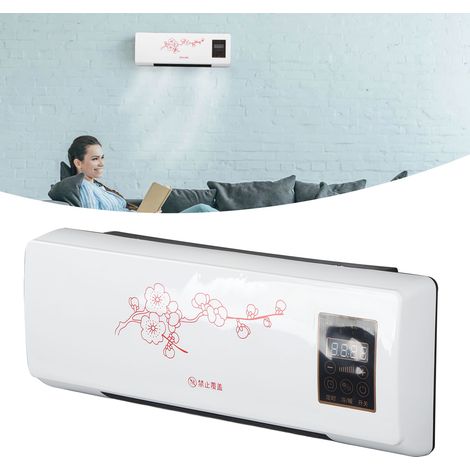 Radiateur mural électrique avec télécommande et affichage numérique pour salon bureau ABS 540x200x115mm Vent naturel et chaud EU Plug 220V (1/5)