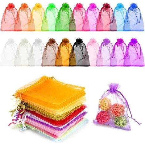 100 Pcs Couleur Organza sachets,Pour les cadeaux de Noël , dragée bonbonnière cadeau faveur fêtes de mariage(7x9cm) (1/4)