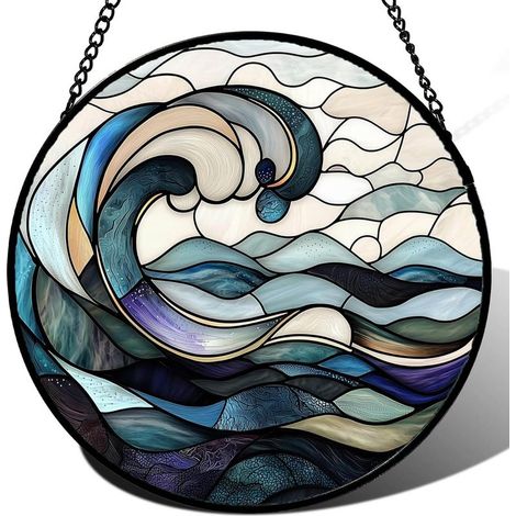 Attrape-soleil vitrail rond suspendu – Décoration intérieure pour fenêtre et porte, cadeau pour femme, homme, maman et papa, Diamètre : 9 cm (1/4)