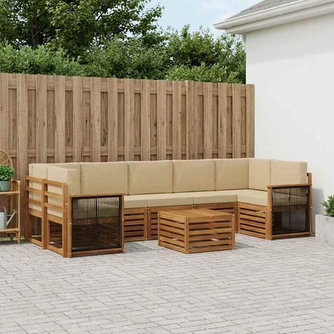 vidaXL Outdoor-Sofagarnitur 8 pcs Natur und Beige Massivholz Akazie (1/5)