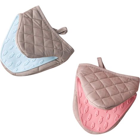 2 Gants de four, silicone antidérapant, résistance chaleur, anneau suspension, cuisine (1/5)