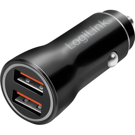 Adattatore USB per auto 2xUSB-A 10,5W nero LogiLink per la ricarica in movimento (1/5)