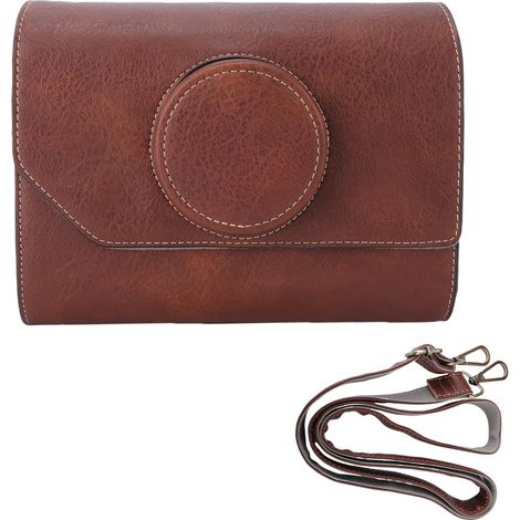 Borsa per fotocamera in ecopelle stile retrò, elegante borsa a tracolla per proteggere l'attrezzatura fotografica femminile, borsa a tracolla compatta per viaggi e fotografia, schienale impermeabile p